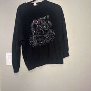 Pink Elephant LTD Black Embellished Cat Sweatshirt – Size L